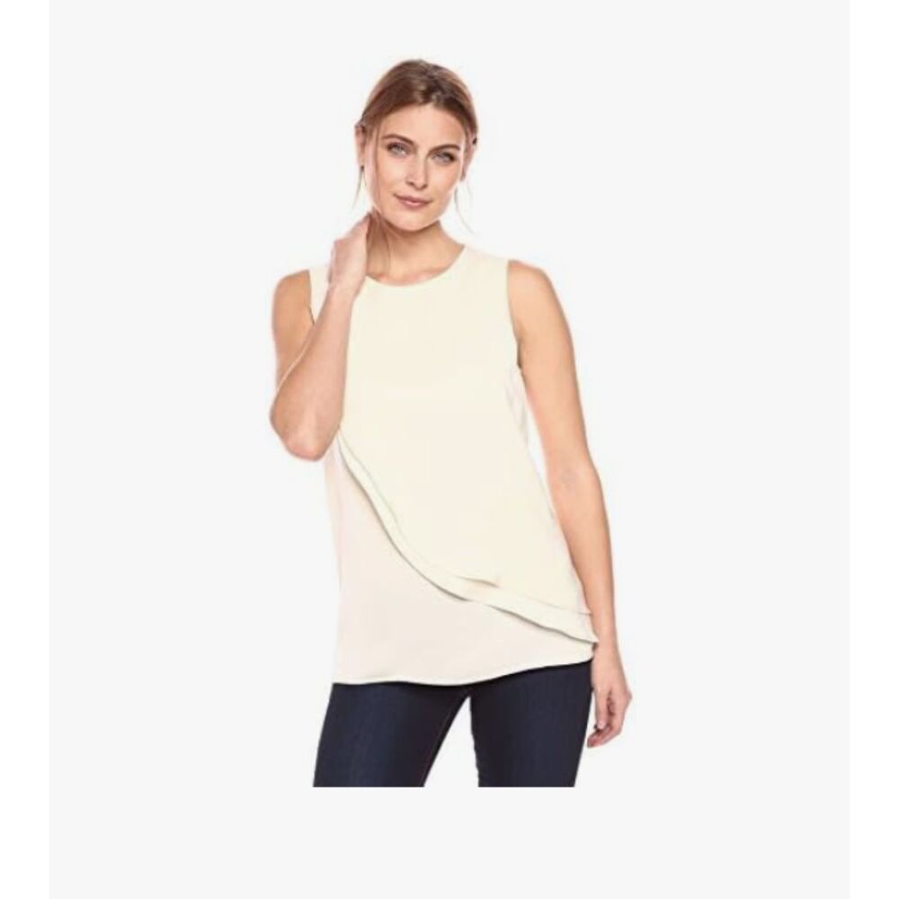 Lark & Ro Women's XS White Tulip Hem Tank Top Blouse VGUC READ